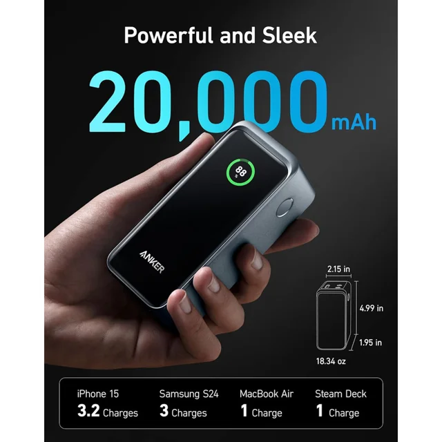 پاوربانک 100 وات انکر مدل A1336 ظرفیت 20000 میلی آمپر ساعت 101998363