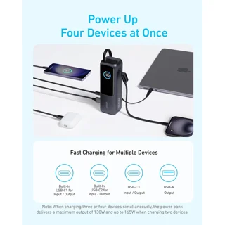 پاوربانک 100 وات انکر مدل A1695 ظرفیت 25000 میلی آمپر ساعت به همراه دو کابل USB-C 101998957
