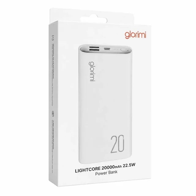 پاوربانک 22.5 وات گلوریمی مدل LIGHTCORE ظرفیت 20000 میلی‌آمپرساعت به همراه کابل USB-C 102920374