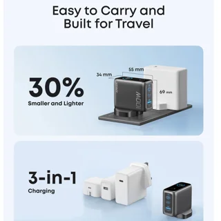 شارژر دیواری 100 وات سه پورت انکر مدل B121B به همراه کابل تبدیل USB-C 102003981