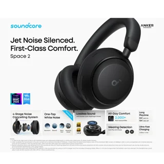 هدفون بلوتوثی انکر مدل Soundcore Space 2 با نویز کنسلینگ فعال ANC، صدای Hi-Res و شارژدهی ت 102959417