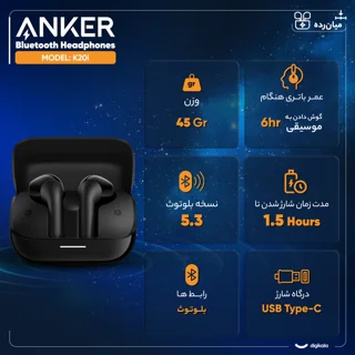 هدفون بلوتوثی انکر مدل Soundcore K20i با نویز کنسلینگ میکروفون (ENC)، درگاه شارژ USB Type- 102007803