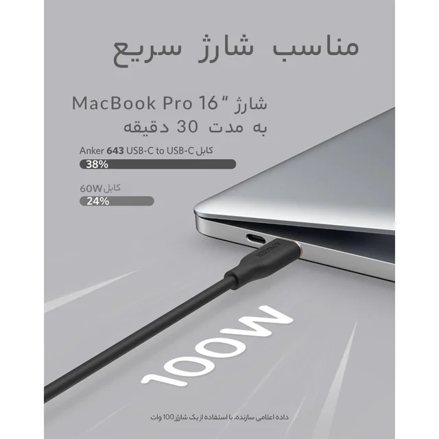 کابل USB-C به USB-C انکر مدل A8552 PowerLine III Flow طول 0.9 متر 102917800