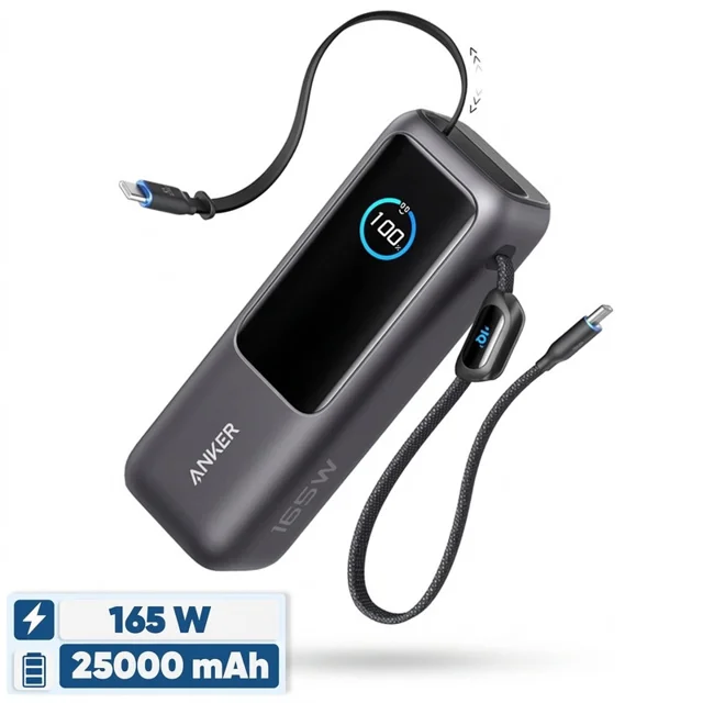 پاوربانک 100 وات انکر مدل A1695 ظرفیت 25000 میلی آمپر ساعت به همراه دو کابل USB-C 101998817