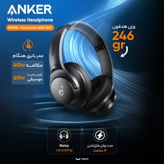 هدفون بلوتوثی انکر مدل Soundcore Q20i با نویز کنسلینگ فعال (ANC)، درگاه شارژ USB Type-C، د 102007846