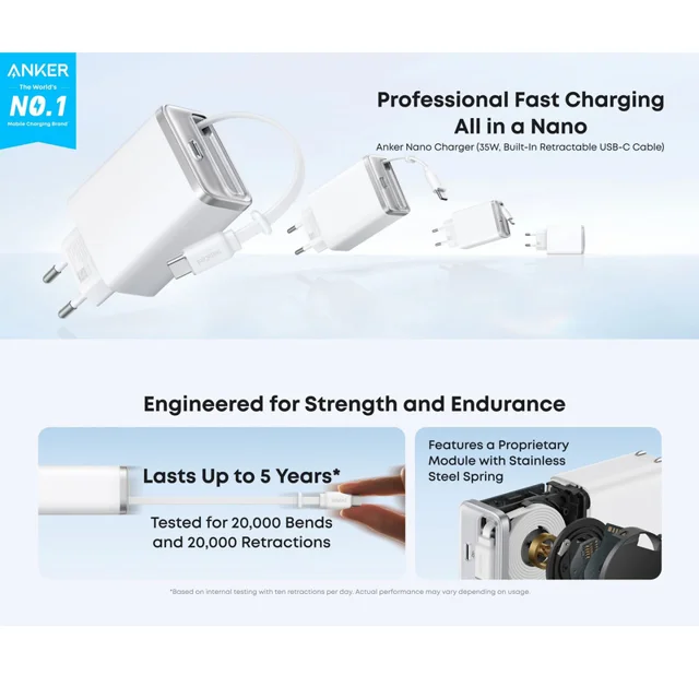 شارژر دیواری 35 وات انکر مدل A2658 به همراه کابل USB-C 102002624