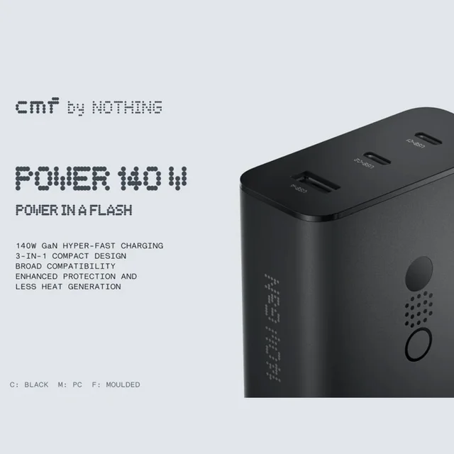 شارژر دیواری 140 وات سه پورت ناتینگ مدل CMF Power 140W GaN به همراه کابل USB-C به طول 1.5  103072020