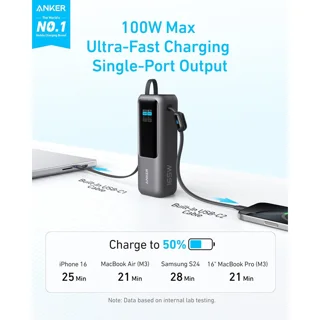 پاوربانک 100 وات انکر مدل A1695 ظرفیت 25000 میلی آمپر ساعت به همراه دو کابل USB-C 101998888